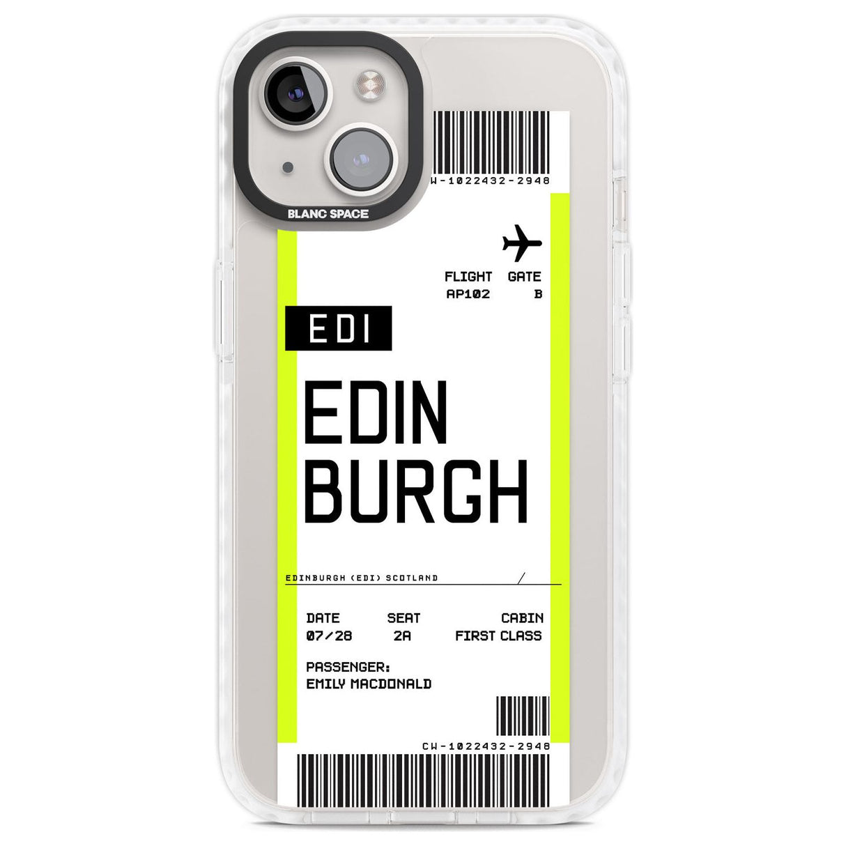 Personalised Edinburgh Boarding Pass Custom Phone Case iPhone 13 / Impact Case,iPhone 14 / Impact Case,iPhone 15 Plus / Impact Case,iPhone 15 / Impact Case Blanc Space