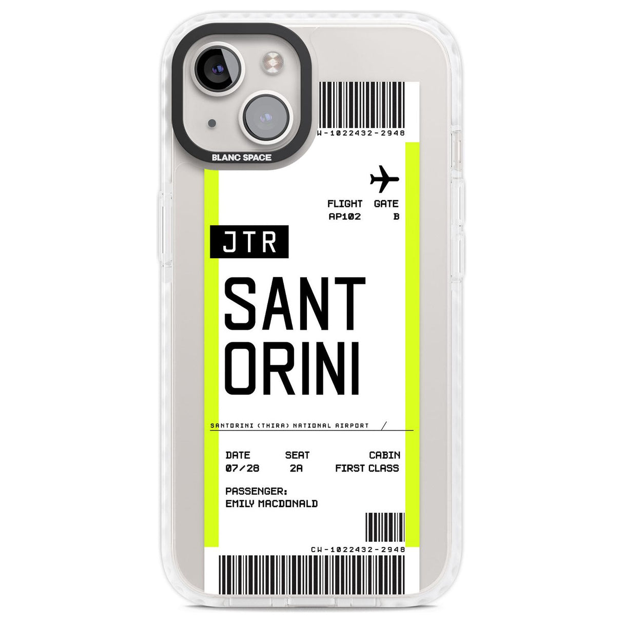 Personalised Santorini Boarding Pass Custom Phone Case iPhone 13 / Impact Case,iPhone 14 / Impact Case,iPhone 15 Plus / Impact Case,iPhone 15 / Impact Case Blanc Space
