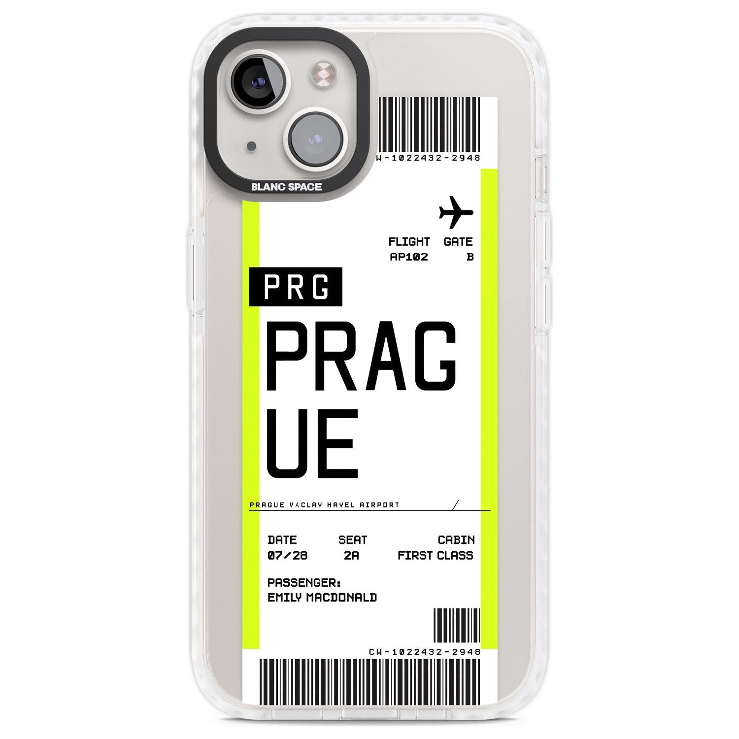 Personalised Prague Boarding Pass Custom Phone Case iPhone 13 / Impact Case,iPhone 14 / Impact Case,iPhone 15 Plus / Impact Case,iPhone 15 / Impact Case Blanc Space
