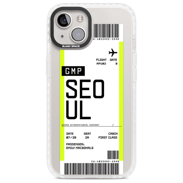 Personalised Seoul Boarding Pass Custom Phone Case iPhone 13 / Impact Case,iPhone 14 / Impact Case,iPhone 15 Plus / Impact Case,iPhone 15 / Impact Case Blanc Space