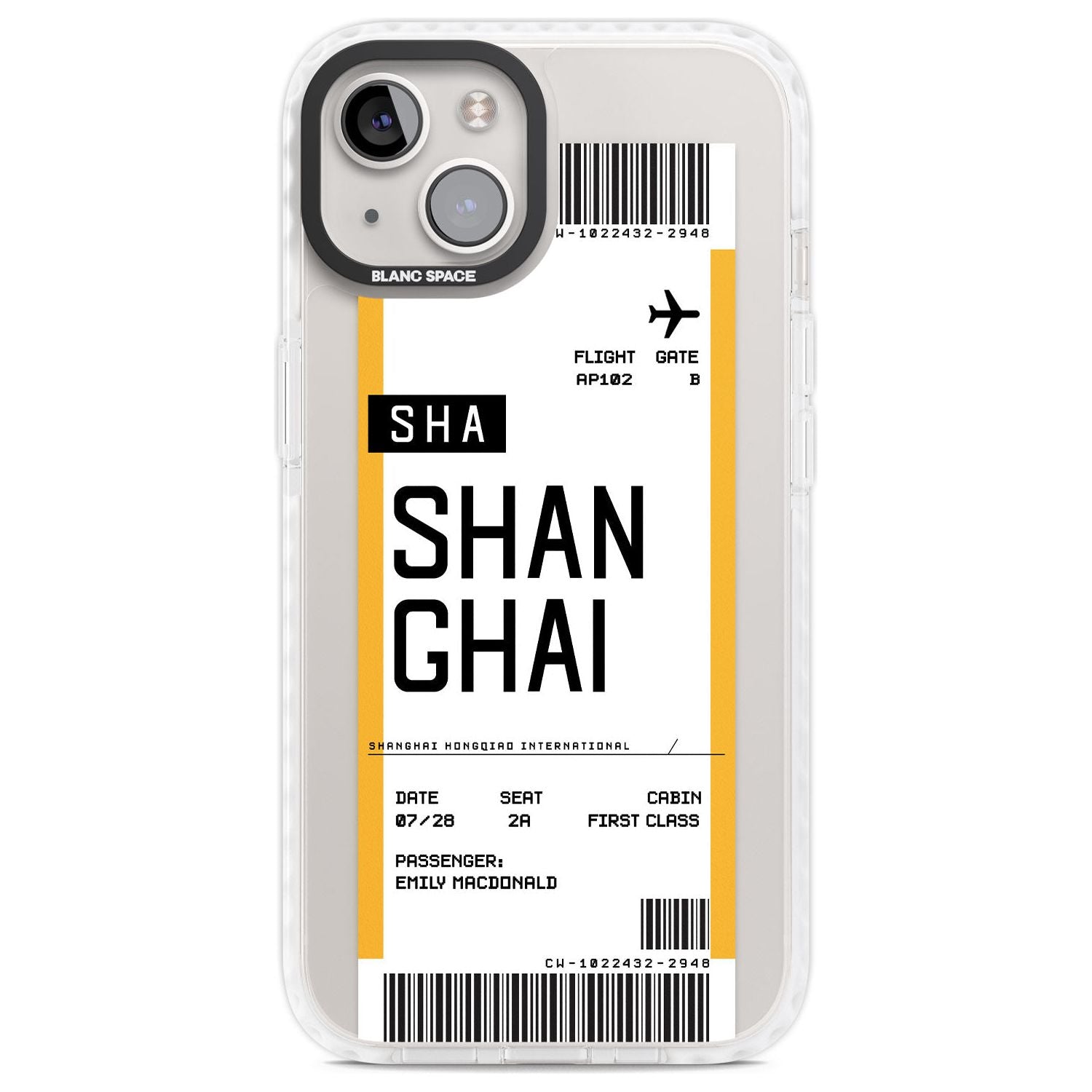 Personalised Shangai Boarding Pass Custom Phone Case iPhone 13 / Impact Case,iPhone 14 / Impact Case,iPhone 15 Plus / Impact Case,iPhone 15 / Impact Case Blanc Space