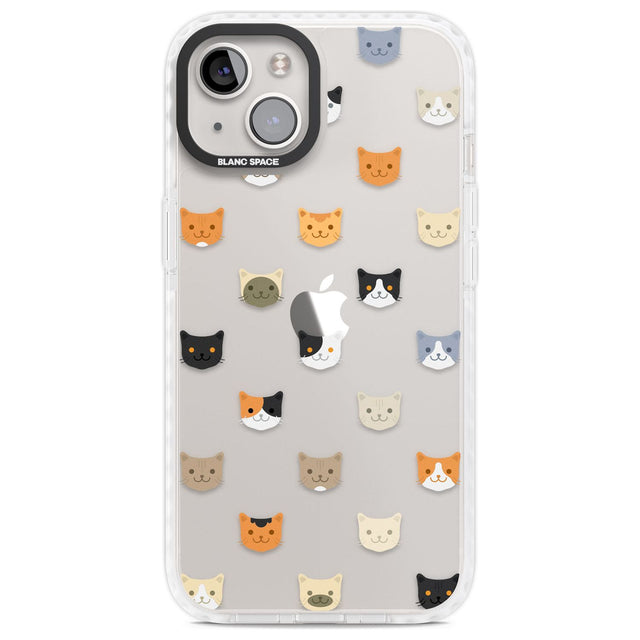 Cute Cat Face Transparent Phone Case iPhone 13 / Impact Case,iPhone 14 / Impact Case,iPhone 15 / Impact Case,iPhone 15 Plus / Impact Case Blanc Space