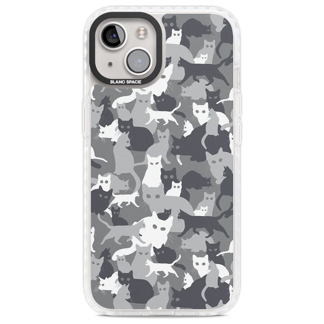 Dark Grey Cat Camouflage Pattern Phone Case iPhone 13 / Impact Case,iPhone 14 / Impact Case,iPhone 15 Plus / Impact Case,iPhone 15 / Impact Case Blanc Space