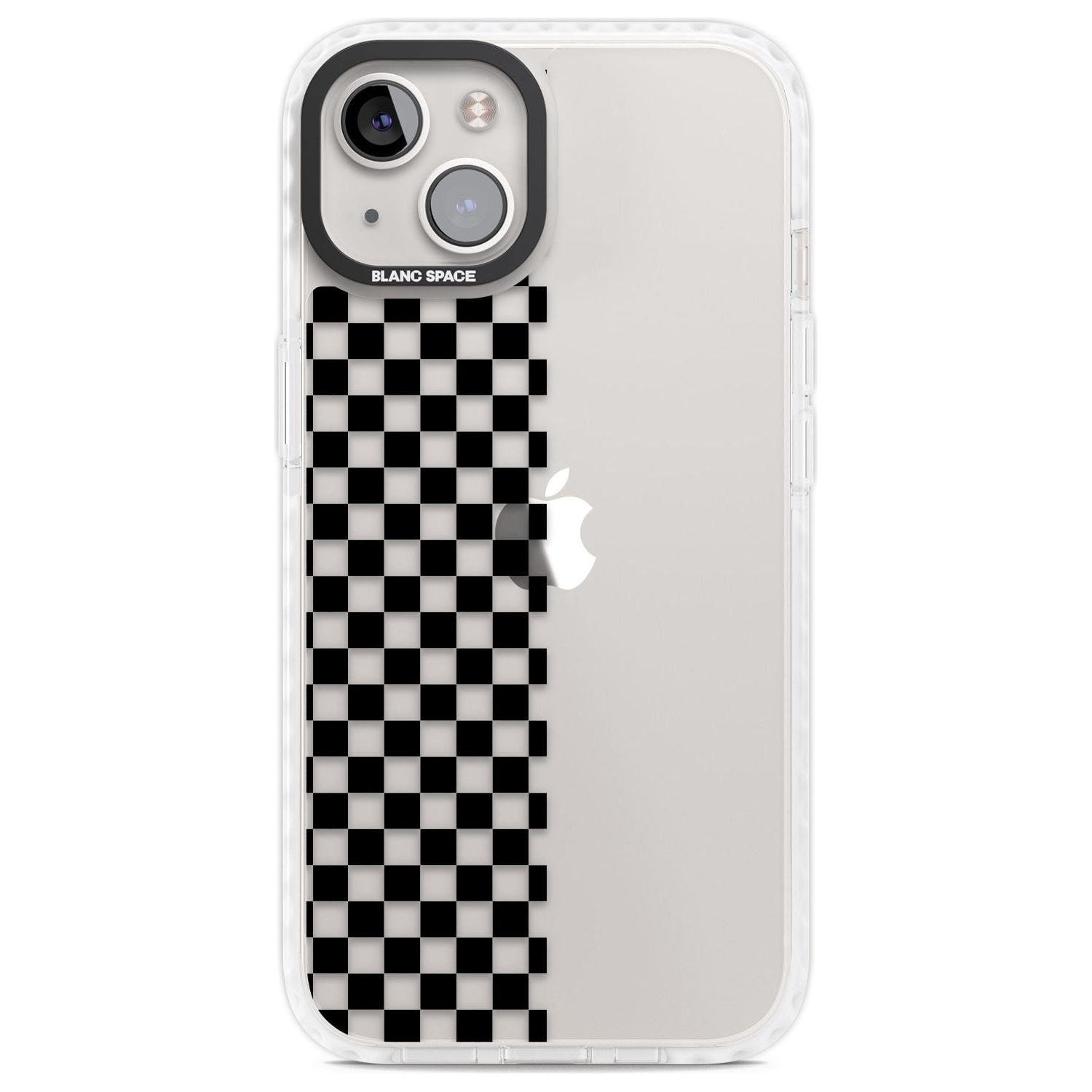 Checker: Half Black Check on Clear Phone Case iPhone 13 / Impact Case,iPhone 14 / Impact Case,iPhone 15 / Impact Case,iPhone 15 Plus / Impact Case Blanc Space