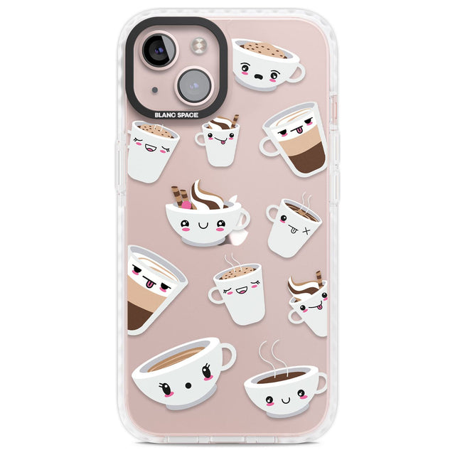 Coffee Faces Phone Case iPhone 13 / Impact Case,iPhone 14 / Impact Case,iPhone 15 / Impact Case,iPhone 15 Plus / Impact Case Blanc Space