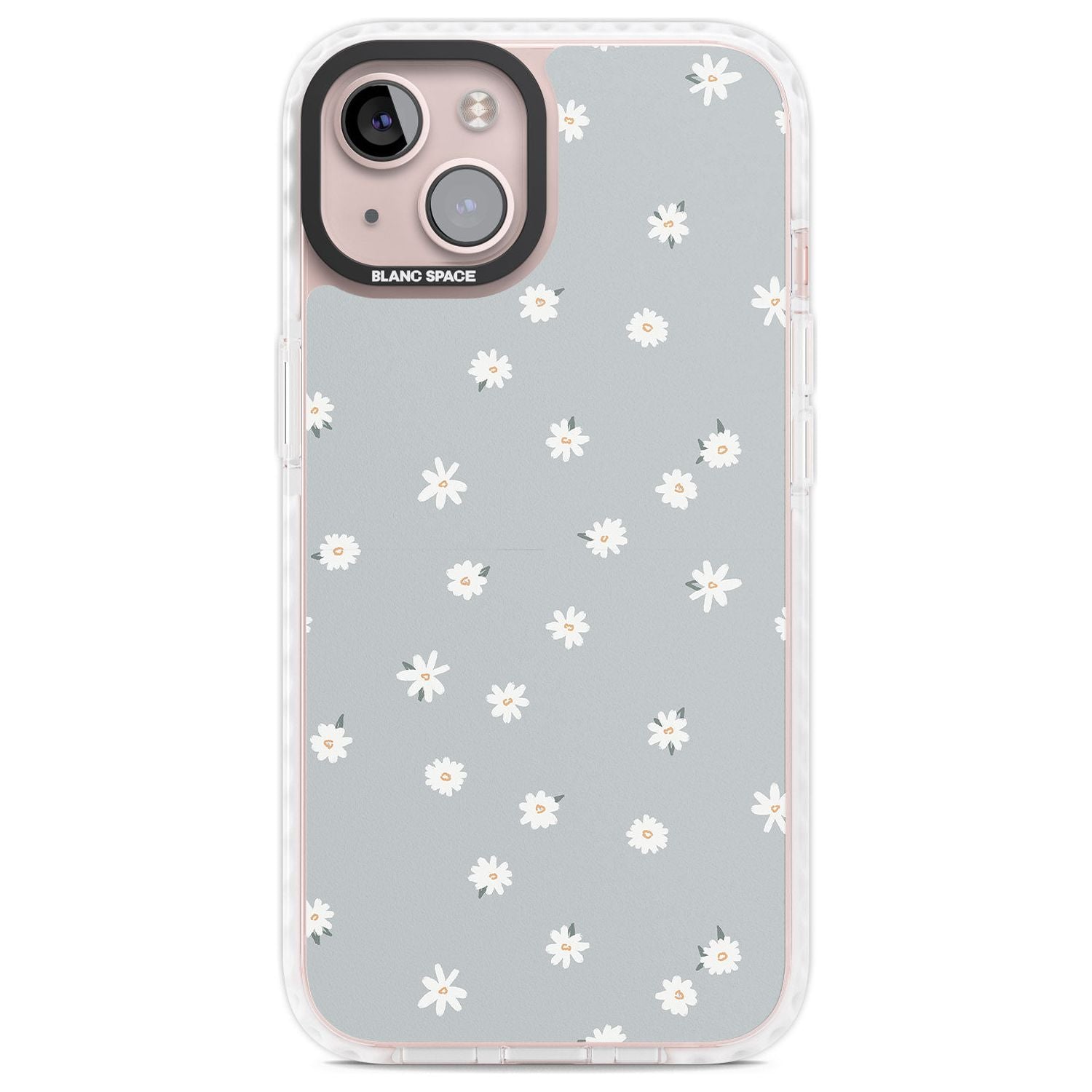 Painted Daisy Blue-Grey Cute Phone Case iPhone 13 / Impact Case,iPhone 14 / Impact Case,iPhone 15 Plus / Impact Case,iPhone 15 / Impact Case Blanc Space