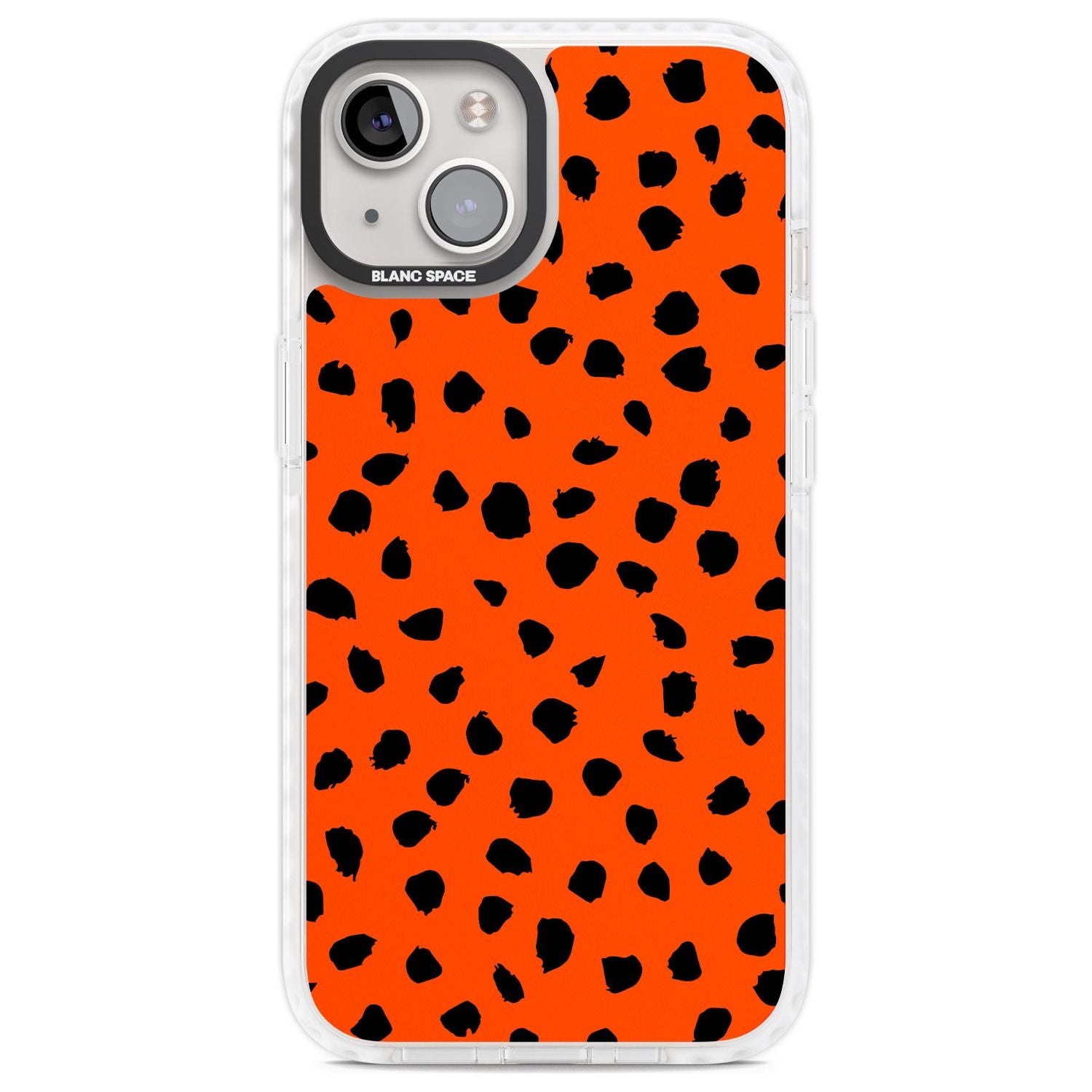 Black & Bright Red Dalmatian Polka Dot Spots Phone Case iPhone 13 / Impact Case,iPhone 14 / Impact Case,iPhone 15 Plus / Impact Case,iPhone 15 / Impact Case Blanc Space