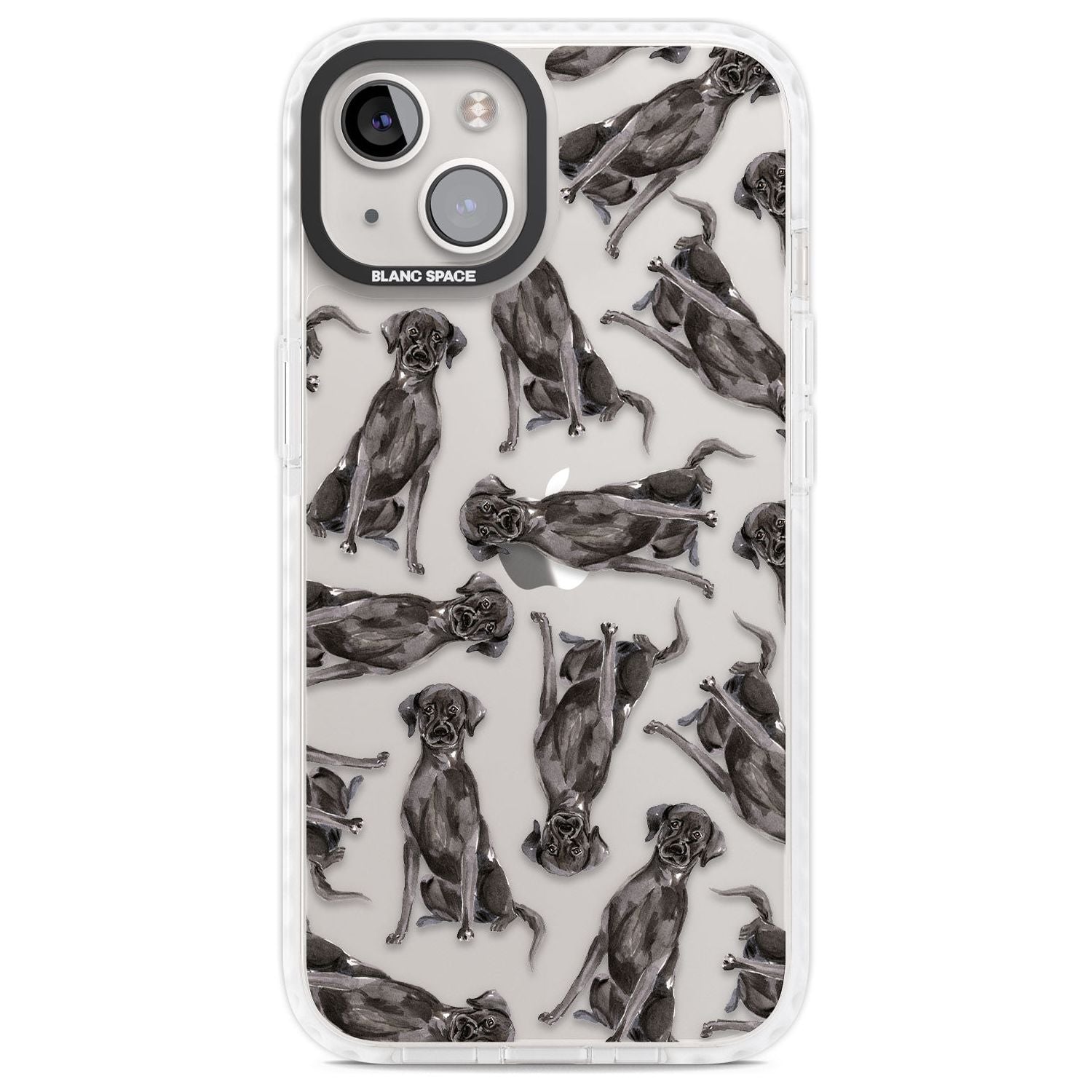 Black Labrador Watercolour Dog Pattern Phone Case iPhone 13 / Impact Case,iPhone 14 / Impact Case,iPhone 15 Plus / Impact Case,iPhone 15 / Impact Case Blanc Space