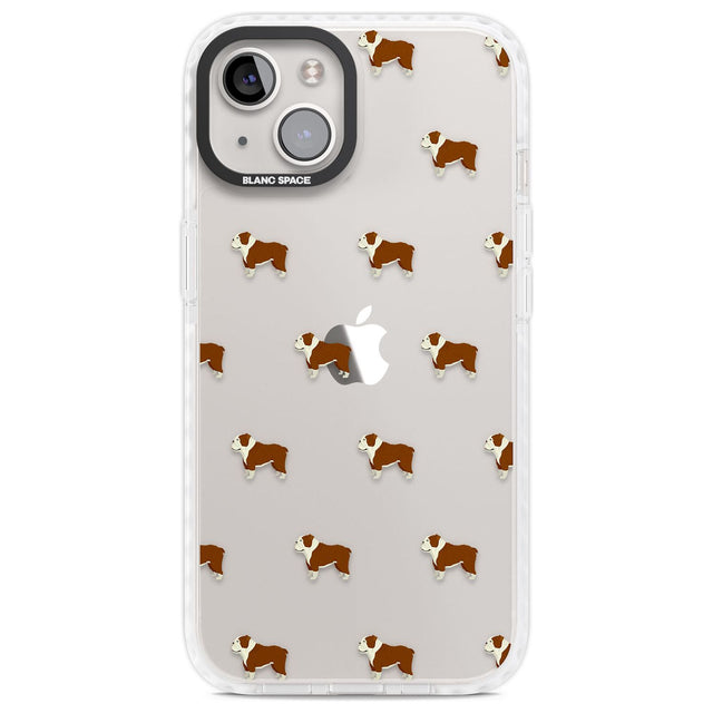 English Bulldog Dog Pattern Clear Phone Case iPhone 13 / Impact Case,iPhone 14 / Impact Case,iPhone 15 Plus / Impact Case,iPhone 15 / Impact Case Blanc Space