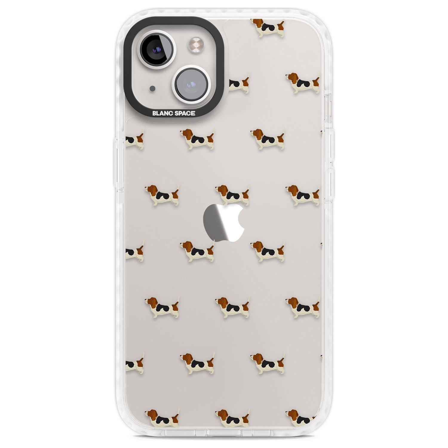 Basset Hound Dog Pattern Clear Phone Case iPhone 13 / Impact Case,iPhone 14 / Impact Case,iPhone 15 Plus / Impact Case,iPhone 15 / Impact Case Blanc Space