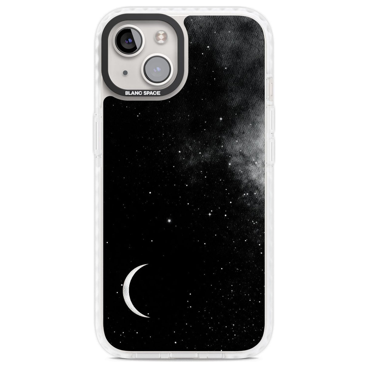 Night Sky Galaxies: Crescent Moon Phone Case iPhone 13 / Impact Case,iPhone 14 / Impact Case,iPhone 15 / Impact Case,iPhone 15 Plus / Impact Case Blanc Space