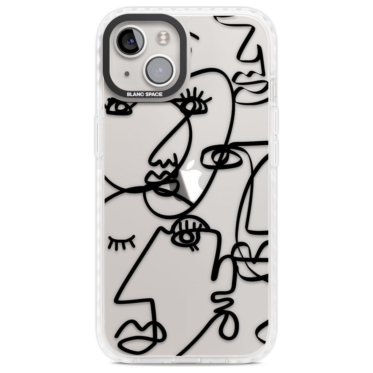 Abstract Continuous Line Faces Black on Clear Phone Case iPhone 13 / Impact Case,iPhone 14 / Impact Case,iPhone 15 Plus / Impact Case,iPhone 15 / Impact Case Blanc Space