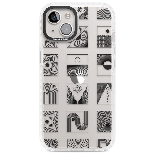 Abstract Lines: Mixed Pattern #2 Phone Case iPhone 13 / Impact Case,iPhone 14 / Impact Case,iPhone 15 Plus / Impact Case,iPhone 15 / Impact Case Blanc Space