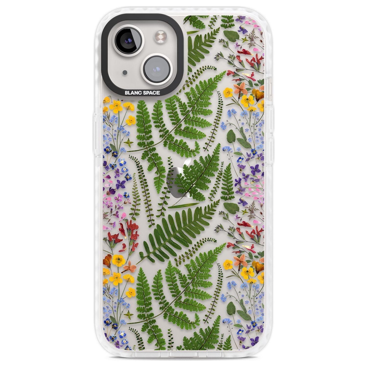 Busy Floral and Fern Design Phone Case iPhone 13 / Impact Case,iPhone 14 / Impact Case,iPhone 15 Plus / Impact Case,iPhone 15 / Impact Case Blanc Space