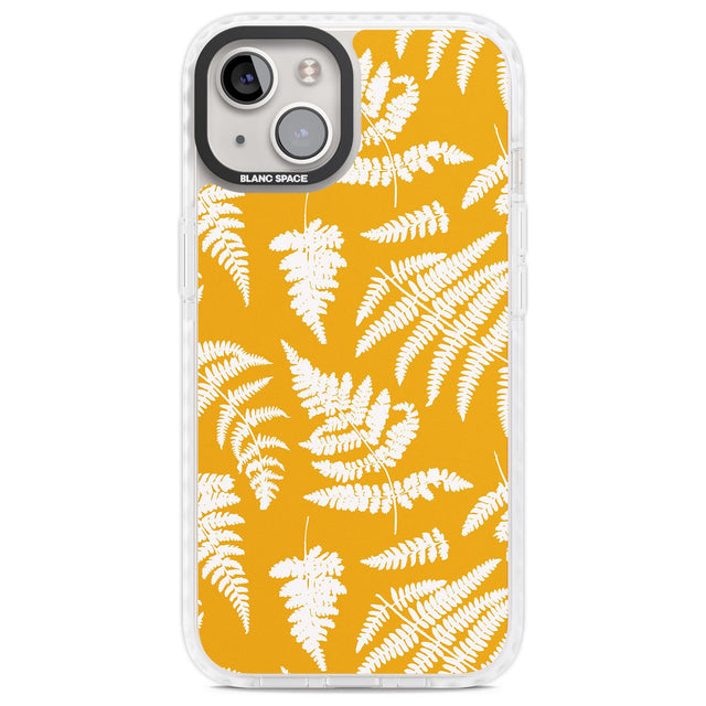 Fern Pattern on Yellow Phone Case iPhone 13 / Impact Case,iPhone 14 / Impact Case,iPhone 15 Plus / Impact Case,iPhone 15 / Impact Case Blanc Space