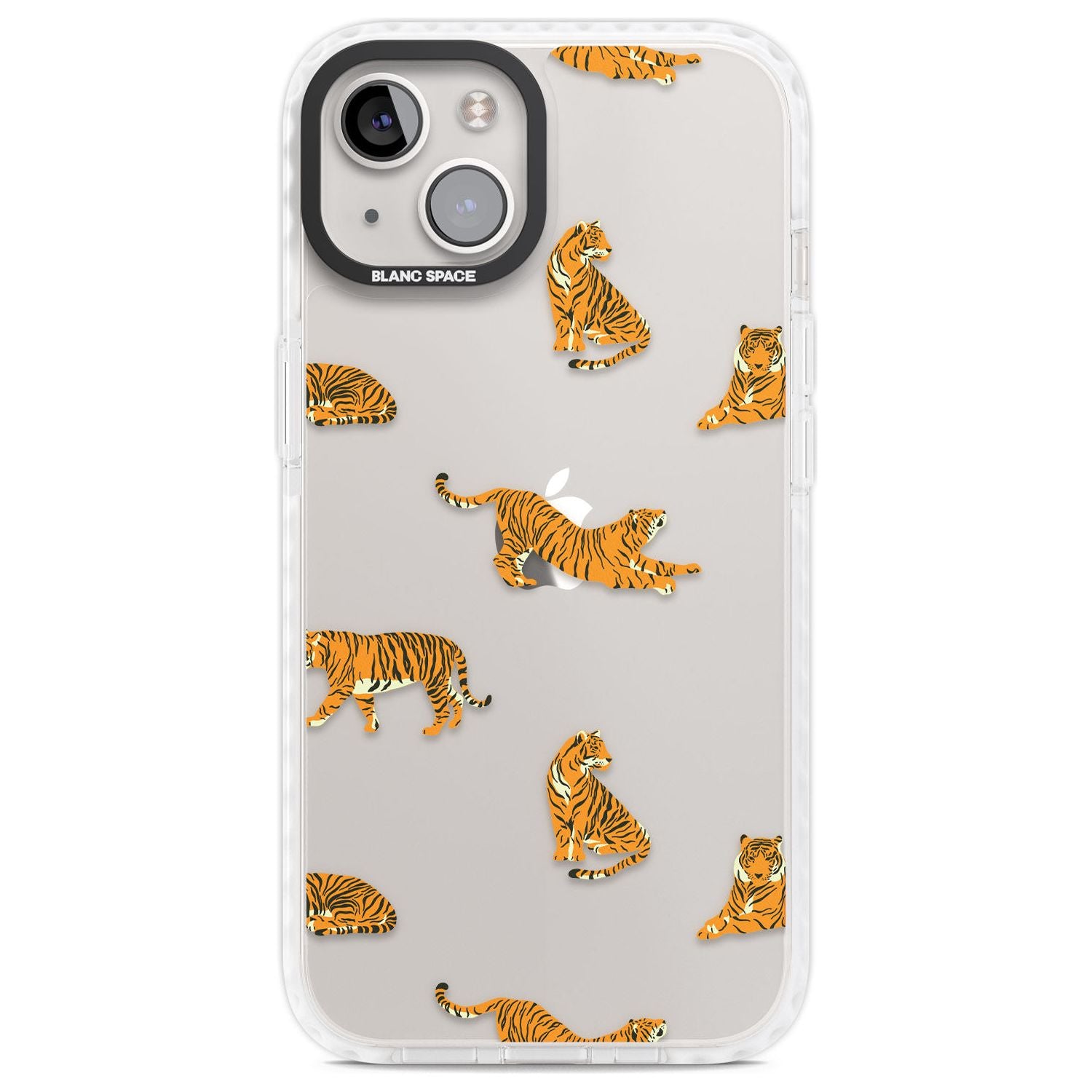 Clear Tiger Jungle Cat Pattern Phone Case iPhone 13 / Impact Case,iPhone 14 / Impact Case,iPhone 15 Plus / Impact Case,iPhone 15 / Impact Case Blanc Space