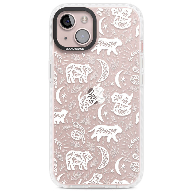 Forest Animal Silhouettes: White/Clear Phone Case iPhone 13 / Impact Case,iPhone 14 / Impact Case,iPhone 15 / Impact Case,iPhone 15 Plus / Impact Case Blanc Space
