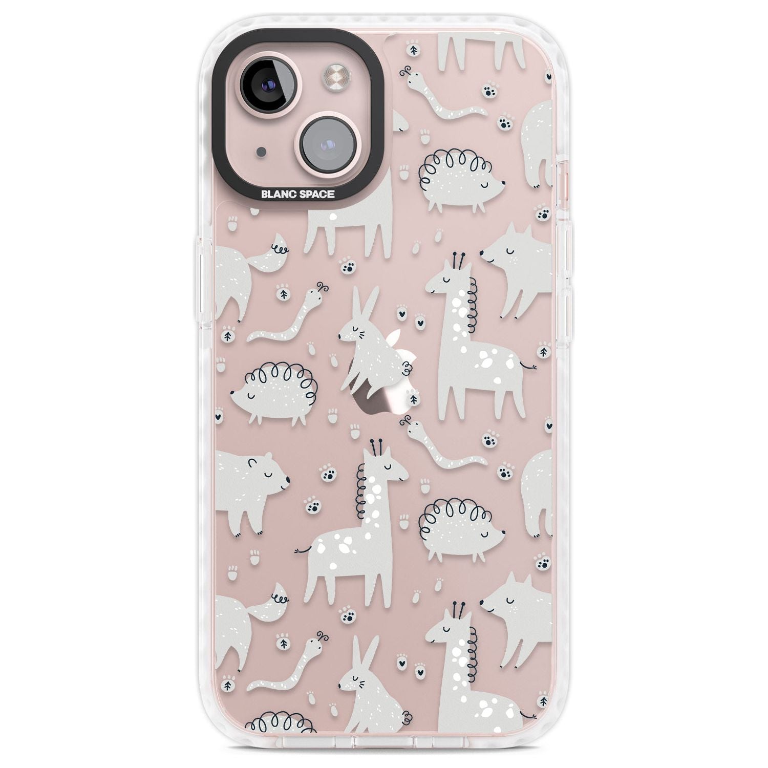 Adorable Mixed Animals Pattern (Clear) Phone Case iPhone 13 / Impact Case,iPhone 14 / Impact Case,iPhone 15 Plus / Impact Case,iPhone 15 / Impact Case Blanc Space