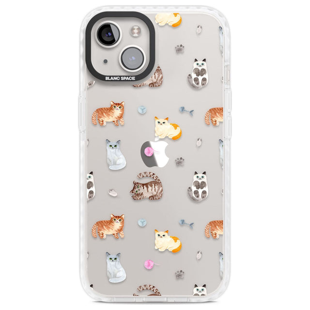 Cats with Toys - Clear Phone Case iPhone 13 / Impact Case,iPhone 14 / Impact Case,iPhone 15 Plus / Impact Case,iPhone 15 / Impact Case Blanc Space