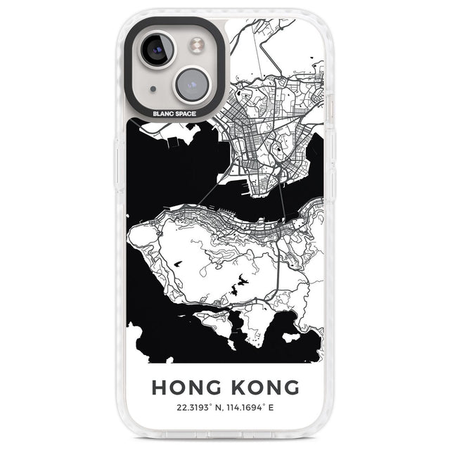 Map of Hong Kong Phone Case iPhone 13 / Impact Case,iPhone 14 / Impact Case,iPhone 15 Plus / Impact Case,iPhone 15 / Impact Case Blanc Space