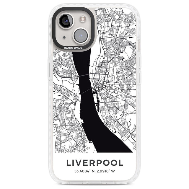 Map of Liverpool, England Phone Case iPhone 13 / Impact Case,iPhone 14 / Impact Case,iPhone 15 Plus / Impact Case,iPhone 15 / Impact Case Blanc Space