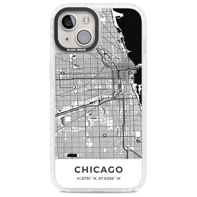 Map of Chicago, Illinois Phone Case iPhone 13 / Impact Case,iPhone 14 / Impact Case,iPhone 15 Plus / Impact Case,iPhone 15 / Impact Case Blanc Space