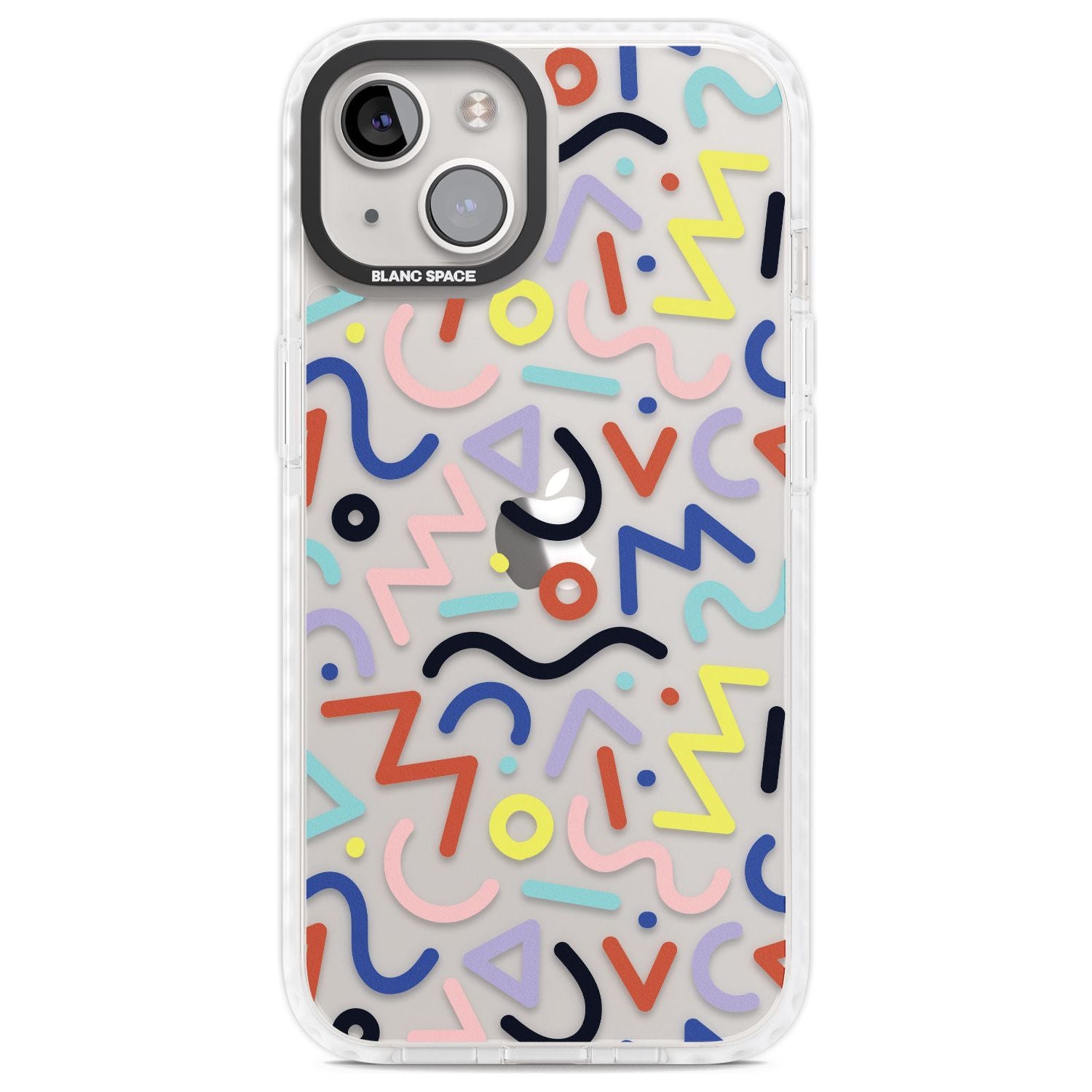 Colourful Squiggles Memphis Retro Pattern Design Phone Case iPhone 13 / Impact Case,iPhone 14 / Impact Case,iPhone 15 Plus / Impact Case,iPhone 15 / Impact Case Blanc Space