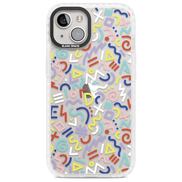Colourful Mixed Shapes Retro Pattern Design Phone Case iPhone 13 / Impact Case,iPhone 14 / Impact Case,iPhone 15 Plus / Impact Case,iPhone 15 / Impact Case Blanc Space