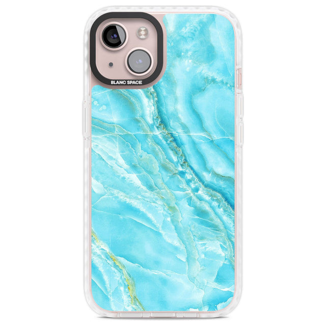 Bright Blue Onyx Marble Phone Case iPhone 13 / Impact Case,iPhone 14 / Impact Case,iPhone 15 Plus / Impact Case,iPhone 15 / Impact Case Blanc Space