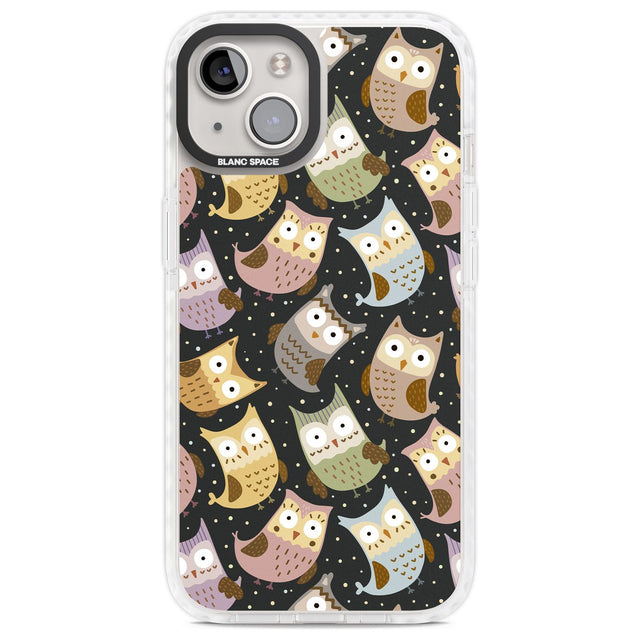 Cute Owl Pattern Phone Case iPhone 13 / Impact Case,iPhone 14 / Impact Case,iPhone 15 / Impact Case,iPhone 15 Plus / Impact Case Blanc Space