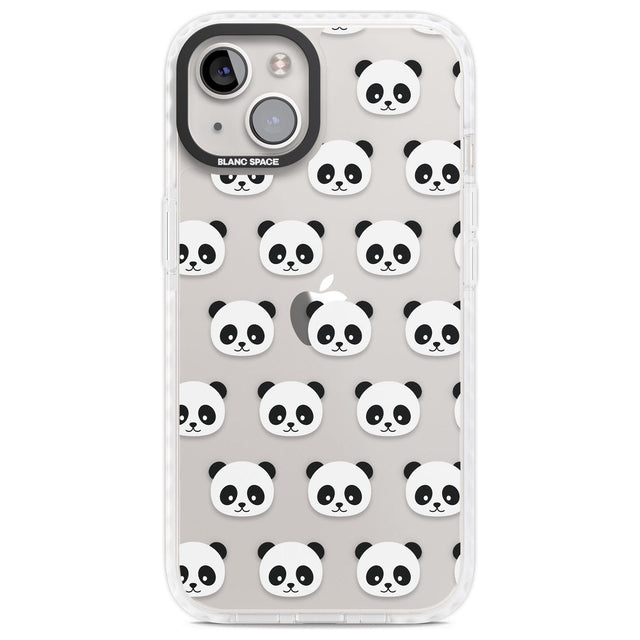 Panda Face Pattern Phone Case iPhone 13 / Impact Case,iPhone 14 / Impact Case,iPhone 15 Plus / Impact Case,iPhone 15 / Impact Case Blanc Space
