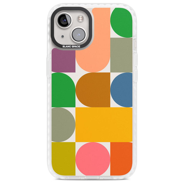 Abstract Retro Shapes: Rainbow Mix Phone Case iPhone 13 / Impact Case,iPhone 14 / Impact Case,iPhone 15 Plus / Impact Case,iPhone 15 / Impact Case Blanc Space