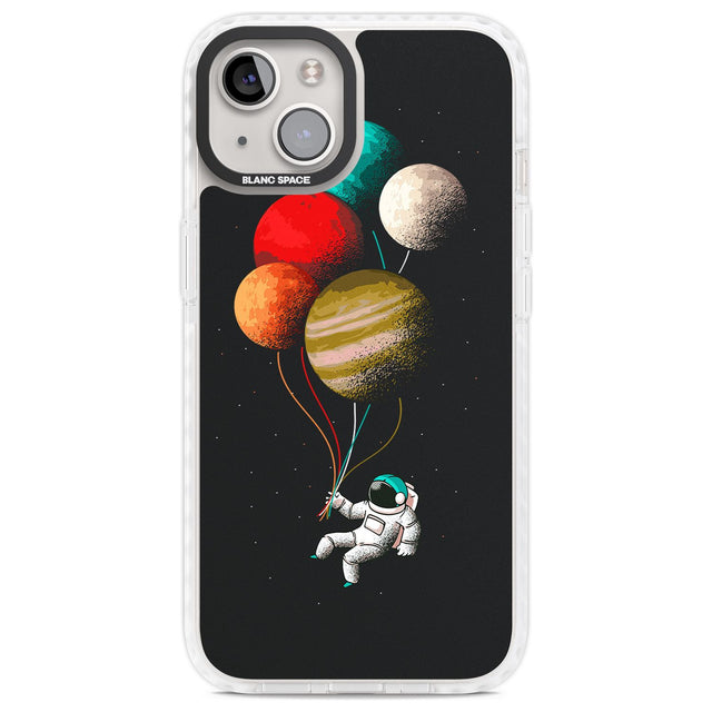 Astronaut Balloon Planets Phone Case iPhone 13 / Impact Case,iPhone 14 / Impact Case,iPhone 15 / Impact Case,iPhone 15 Plus / Impact Case Blanc Space