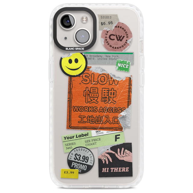 Kanji Signs Sticker Mix Phone Case iPhone 13 / Impact Case,iPhone 14 / Impact Case,iPhone 15 Plus / Impact Case,iPhone 15 / Impact Case Blanc Space