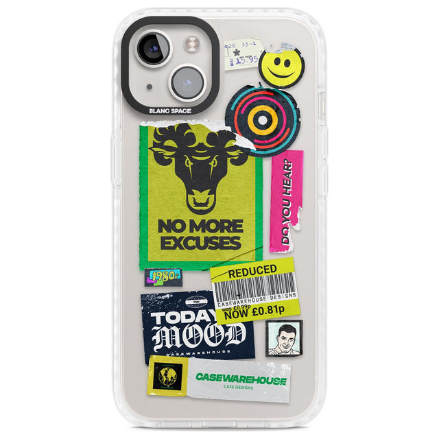 No More Excuses Sticker Mix Phone Case iPhone 13 / Impact Case,iPhone 14 / Impact Case,iPhone 15 Plus / Impact Case,iPhone 15 / Impact Case Blanc Space