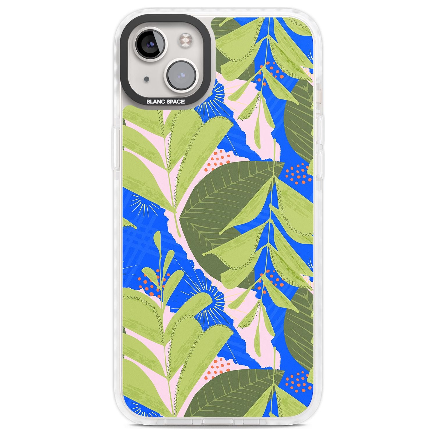 Fern Leaves Abstract Pattern Phone Case iPhone 14 Plus / Impact Case Blanc Space