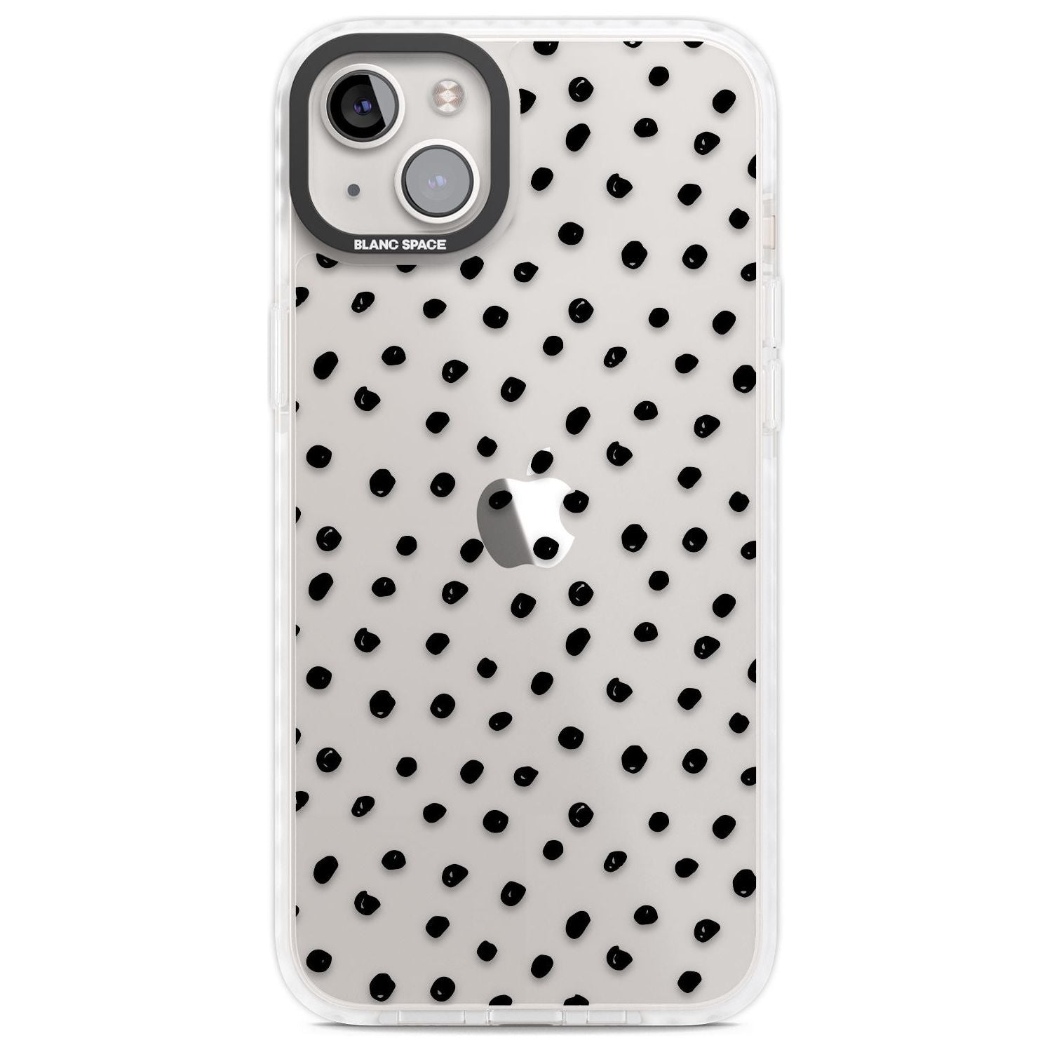 Messy Black Dot Pattern Phone Case iPhone 14 Plus / Impact Case Blanc Space