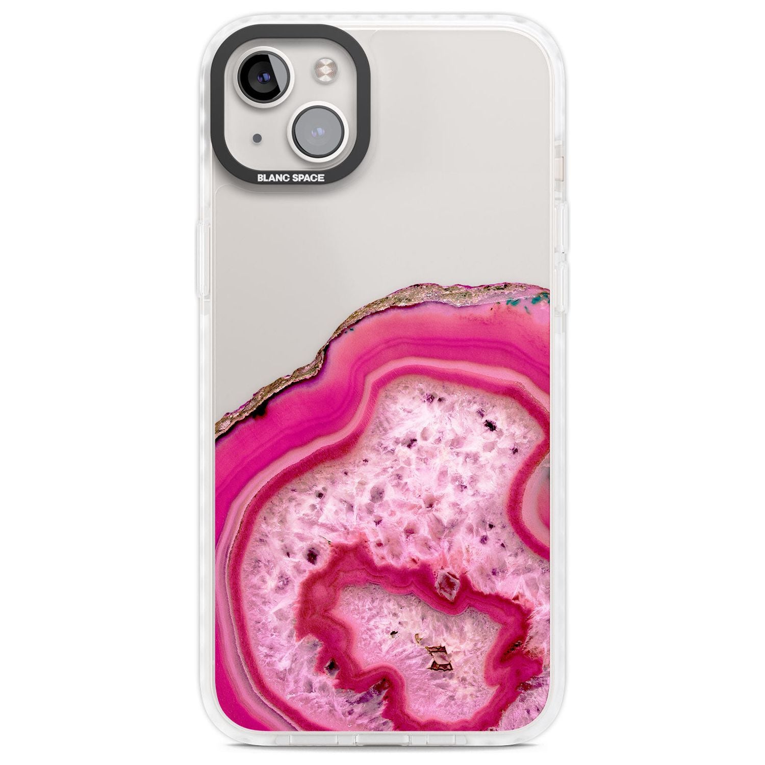 Bright Pink Gemstone Crystal Clear Design Phone Case iPhone 14 Plus / Impact Case Blanc Space