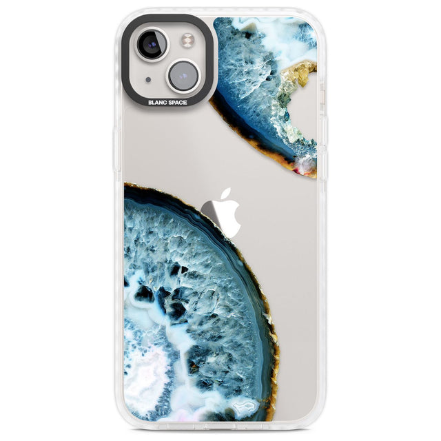 Blue, White & Yellow Agate Gemstone Phone Case iPhone 14 Plus / Impact Case Blanc Space