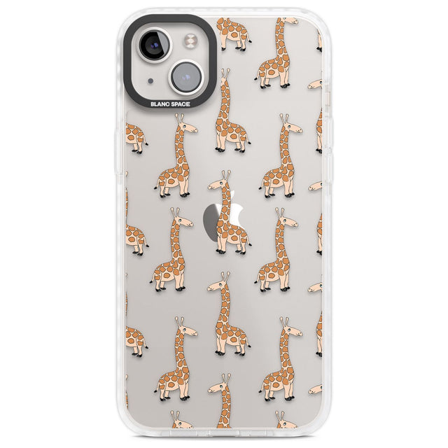 Cute Giraffe Pattern Clear Phone Case iPhone 14 Plus / Impact Case Blanc Space