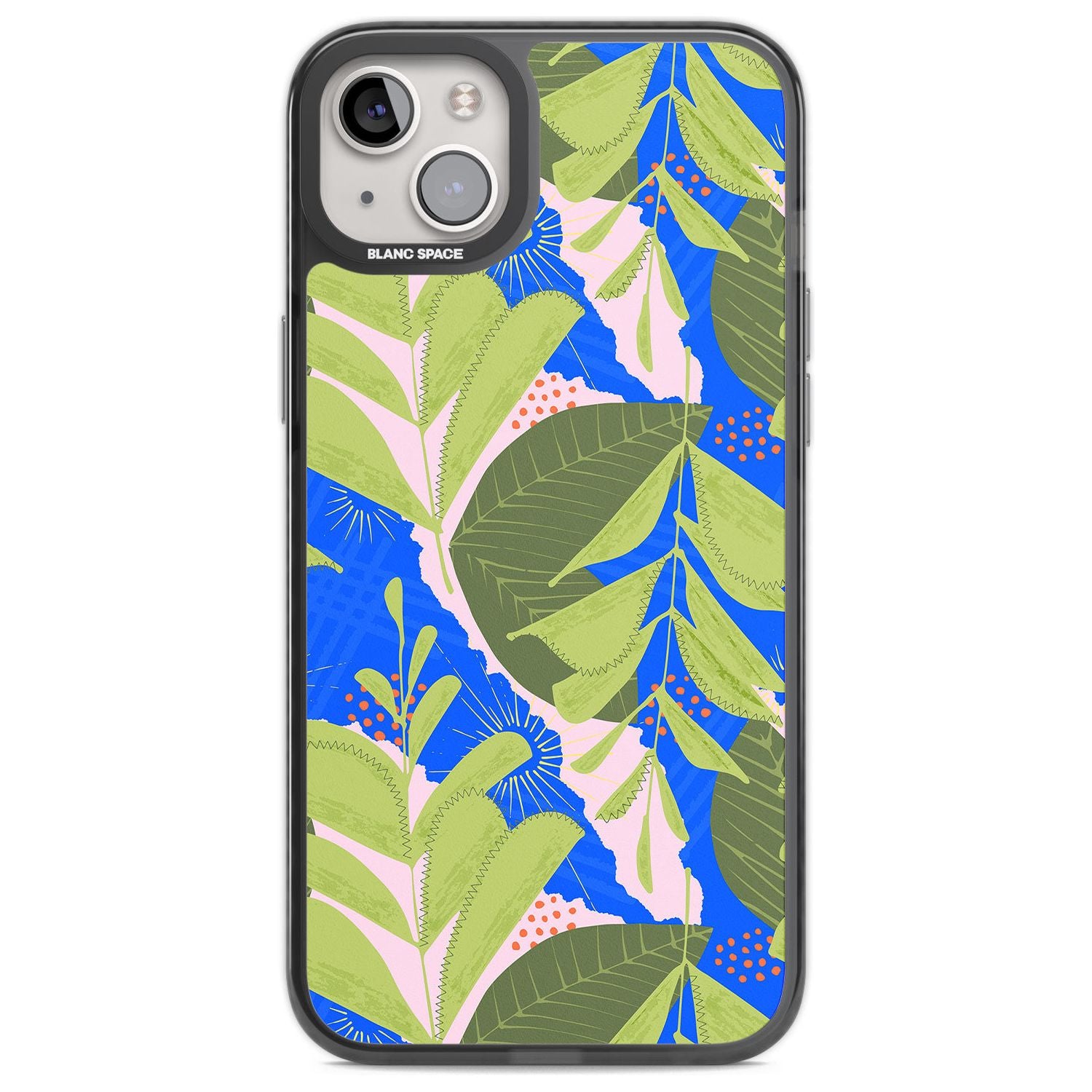 Fern Leaves Abstract Pattern Phone Case iPhone 14 Plus / Black Impact Case Blanc Space