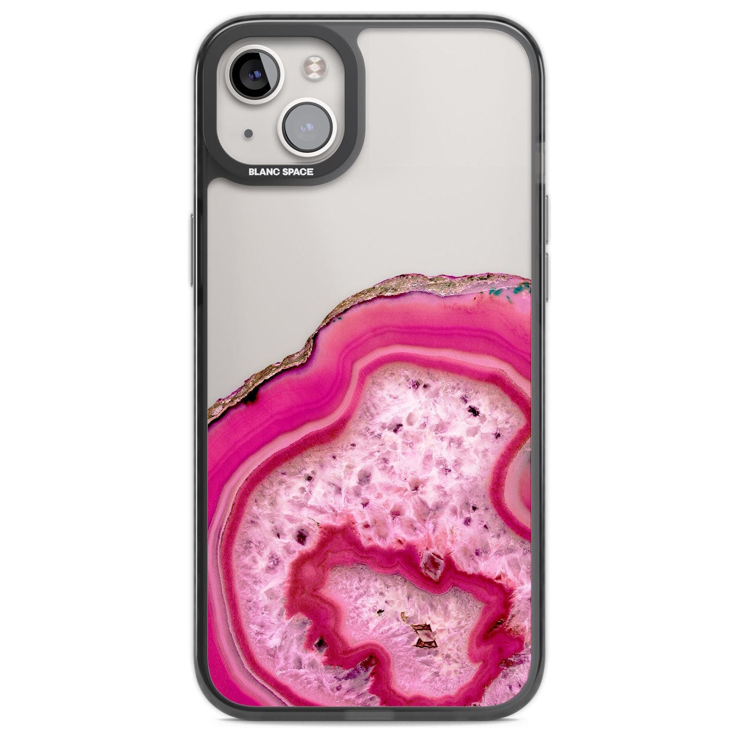 Bright Pink Gemstone Crystal Clear Design Phone Case iPhone 14 Plus / Black Impact Case Blanc Space