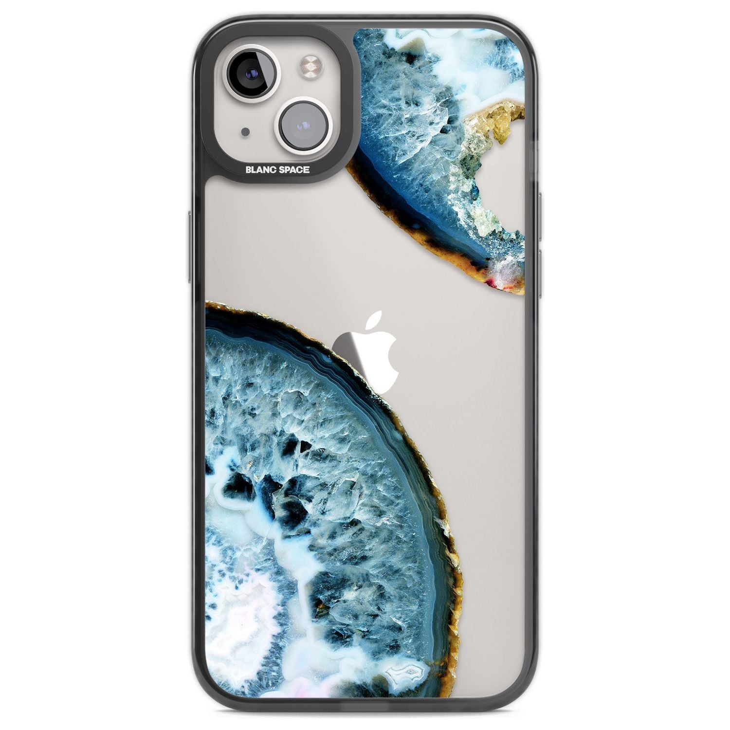 Blue, White & Yellow Agate Gemstone Phone Case iPhone 14 Plus / Black Impact Case Blanc Space