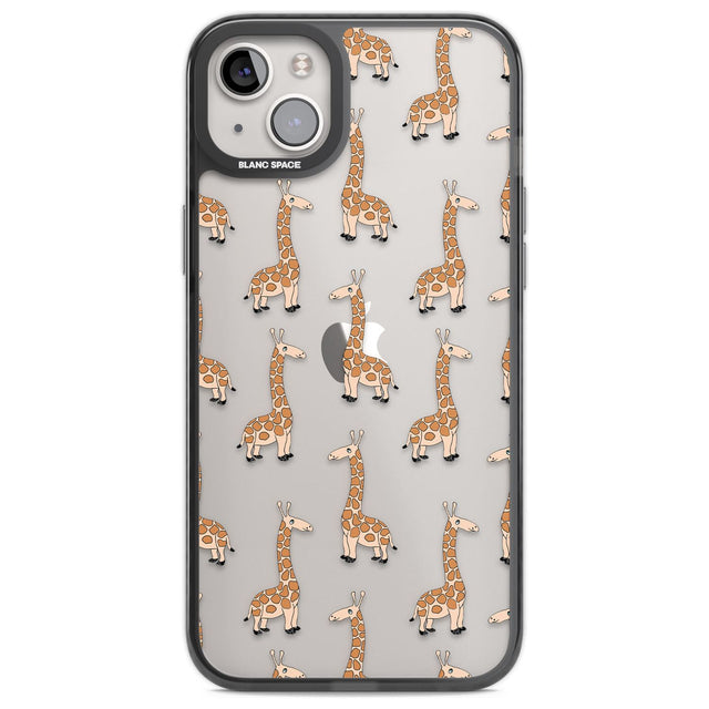 Cute Giraffe Pattern Clear Phone Case iPhone 14 Plus / Black Impact Case Blanc Space