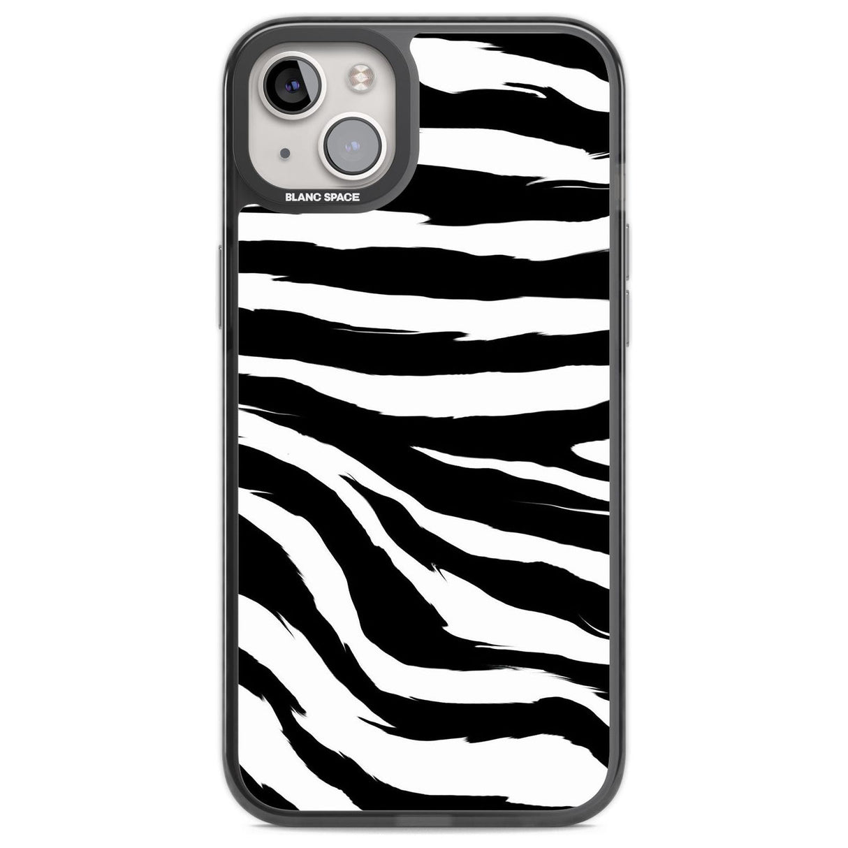 Black Zebra Print Phone Case iPhone 14 Plus / Black Impact Case Blanc Space