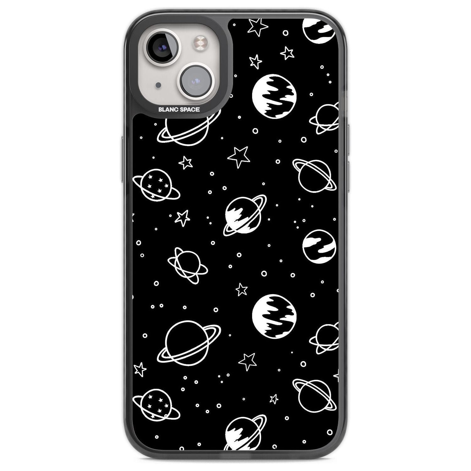 Cosmic Outer Space Design White on Black Phone Case iPhone 14 Plus / Black Impact Case Blanc Space