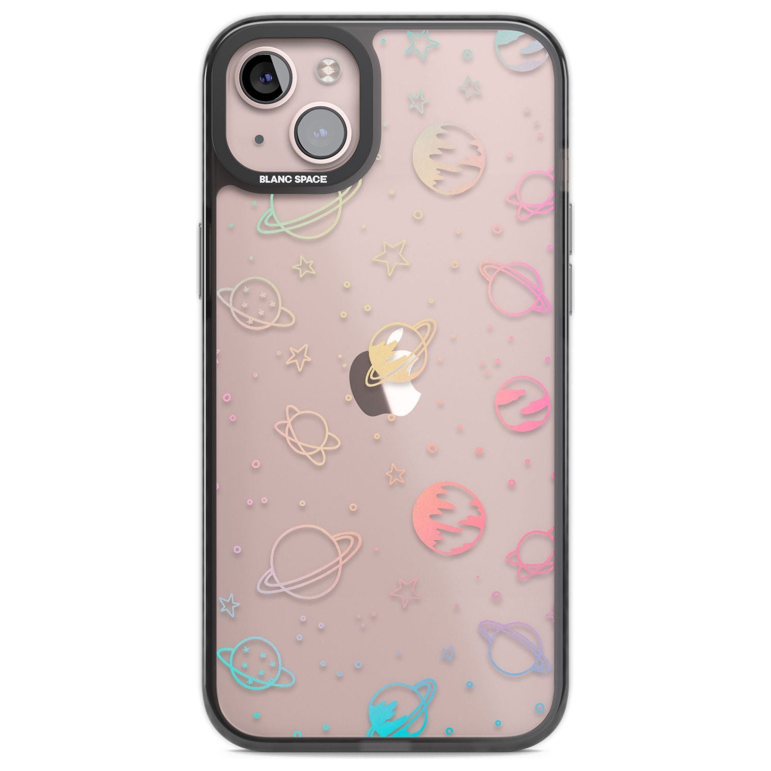 Cosmic Outer Space Design Pastels on Clear Phone Case iPhone 14 Plus / Black Impact Case Blanc Space