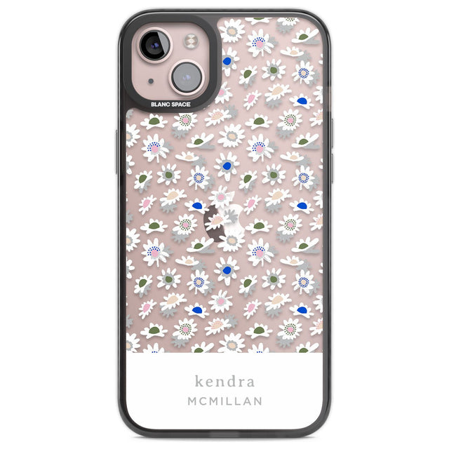Personalised Grey & White Daisies Floral Design Custom Phone Case iPhone 14 Plus / Black Impact Case Blanc Space