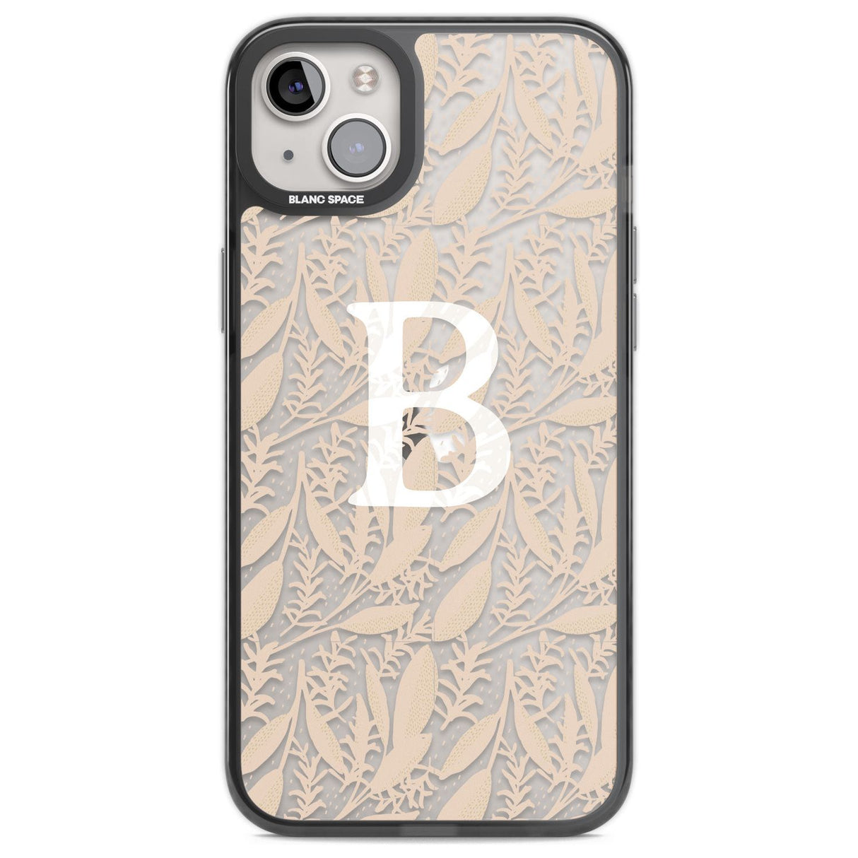 Personalised Subtle Monogram Abstract Floral Custom Phone Case iPhone 14 Plus / Black Impact Case Blanc Space