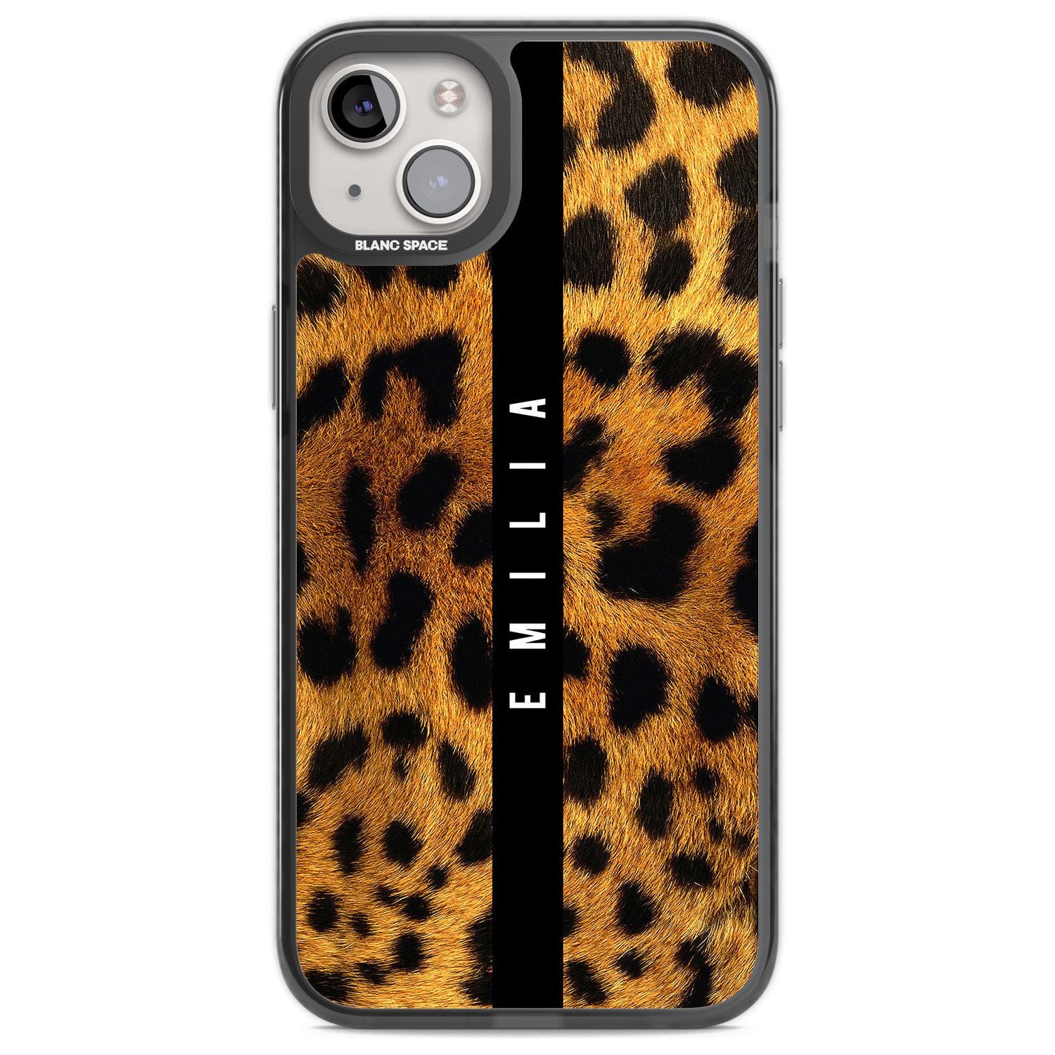 Personalised Leopard Print Custom Phone Case iPhone 14 Plus / Black Impact Case Blanc Space